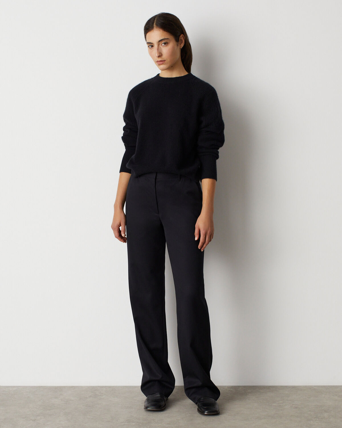 Pantalon droit en laine - H091 BLACK BEAUTY - 1