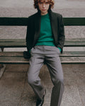 Pantalon droit en laine - M040 HERRINGBONE GRAY - 1