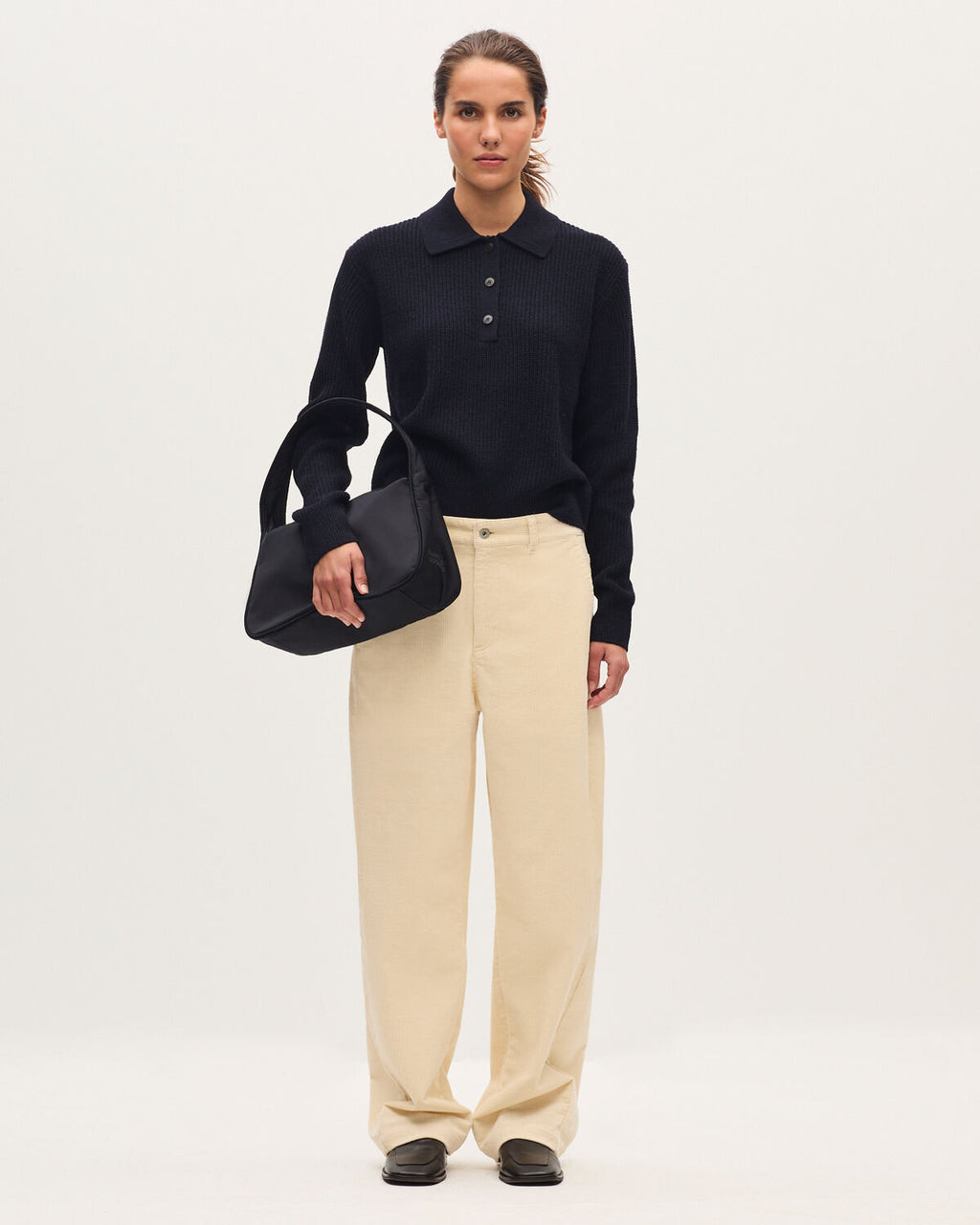 Pantalon barrel en velours côtelé - U010 OFF WHITE - 1