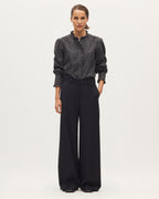 Pantalon large fluide avec une touche de cachemire - H091 BLACK BEAUTY - 1