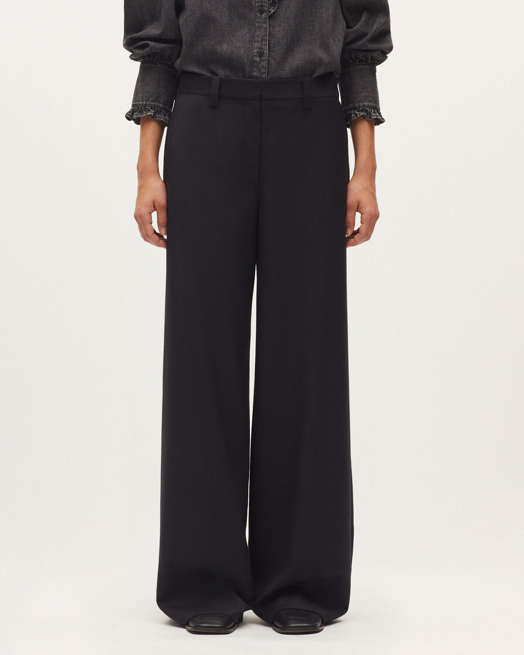 Pantalon large fluide avec une touche de cachemire - H091 BLACK BEAUTY - 2