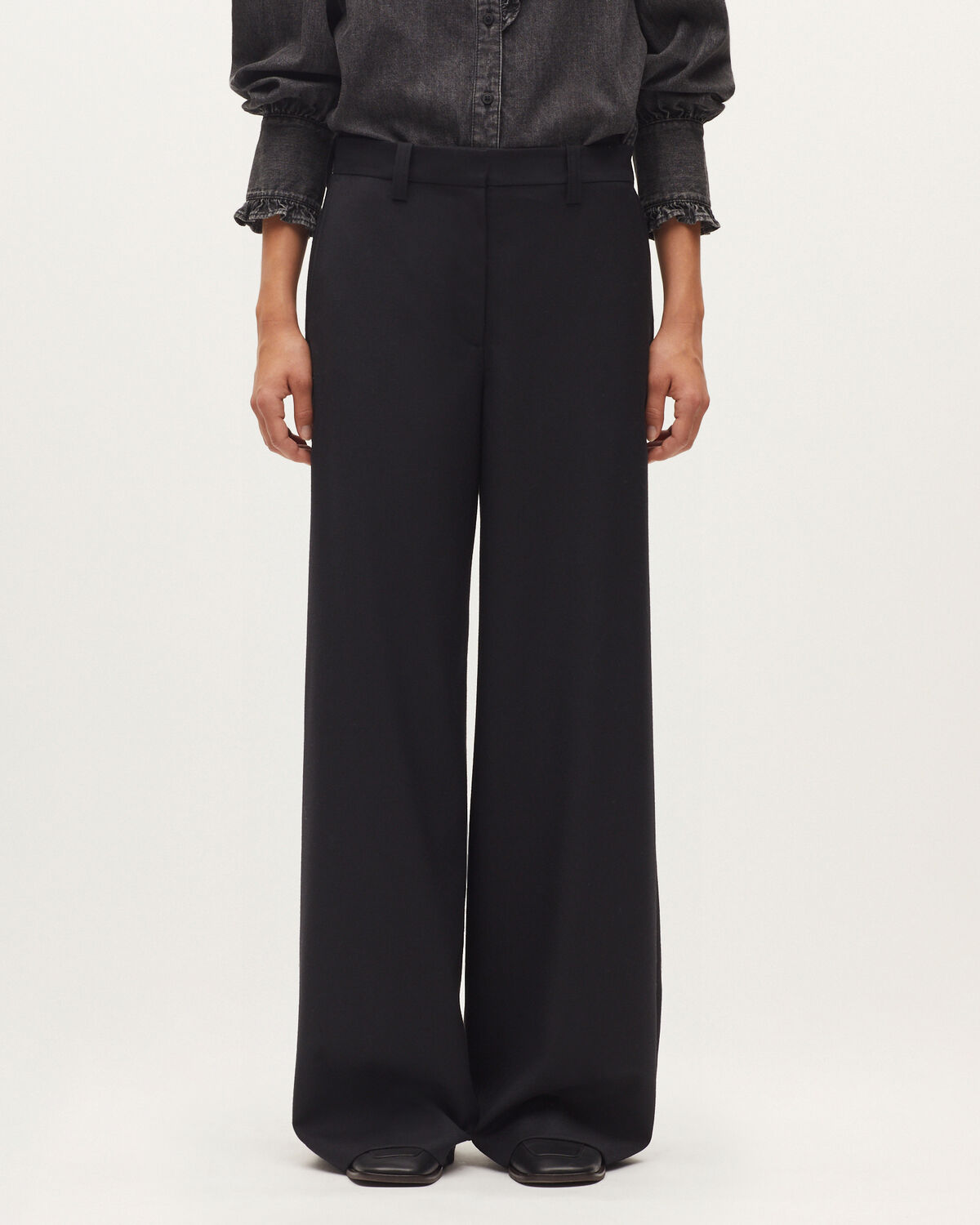 Pantalon large fluide avec une touche de cachemire - H091 BLACK BEAUTY - 2