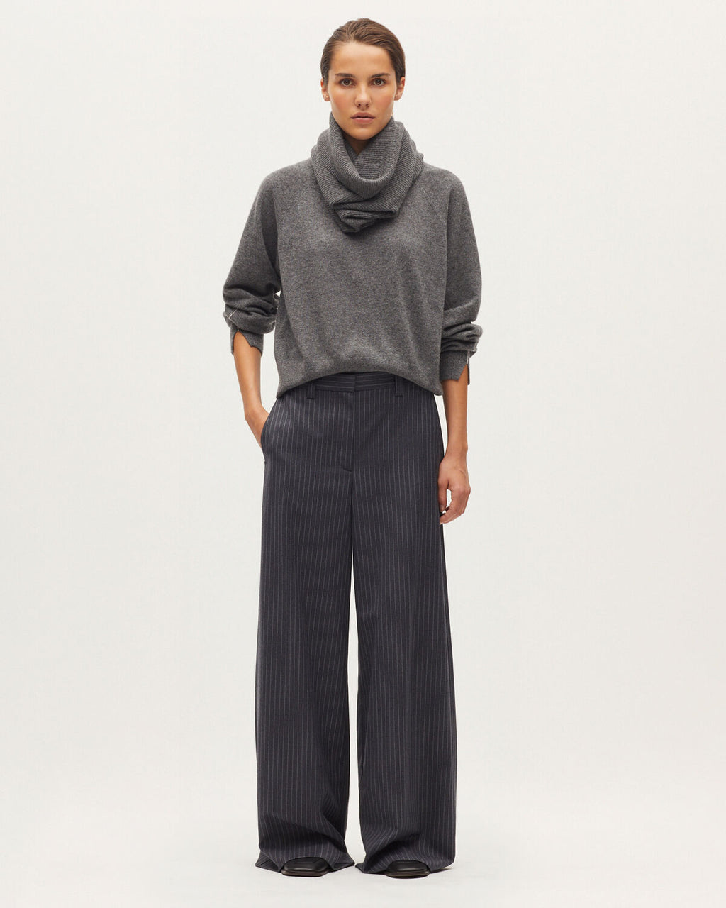 Pantalon large fluide avec une touche de cachemire - K075 ST DARK GRAY - 1