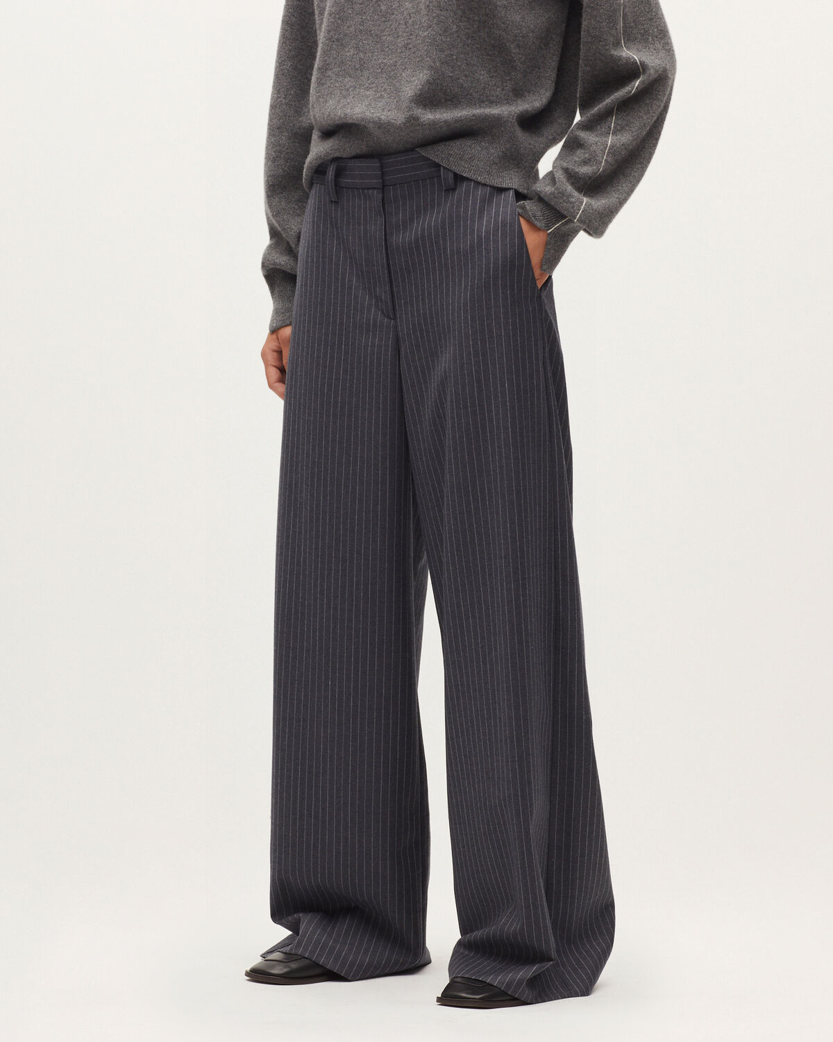 Pantalon large fluide avec une touche de cachemire - K075 ST DARK GRAY - 2
