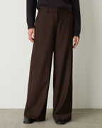 Pantalon large fluide avec une touche de cachemire - M390 MARRON FONCE - 2