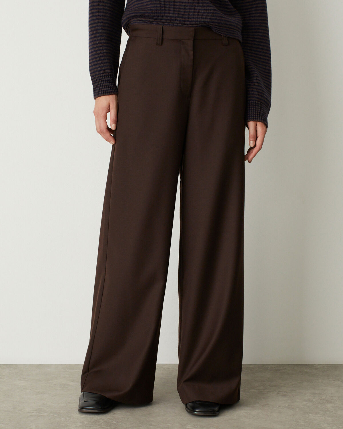 Pantalon large fluide avec une touche de cachemire - M390 MARRON FONCE - 2