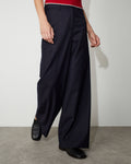 Pantalon large fluide avec une touche de cachemire - M684 ST NAVY WHITE - 1