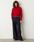 Pantalon large fluide avec une touche de cachemire - M684 ST NAVY WHITE - 2