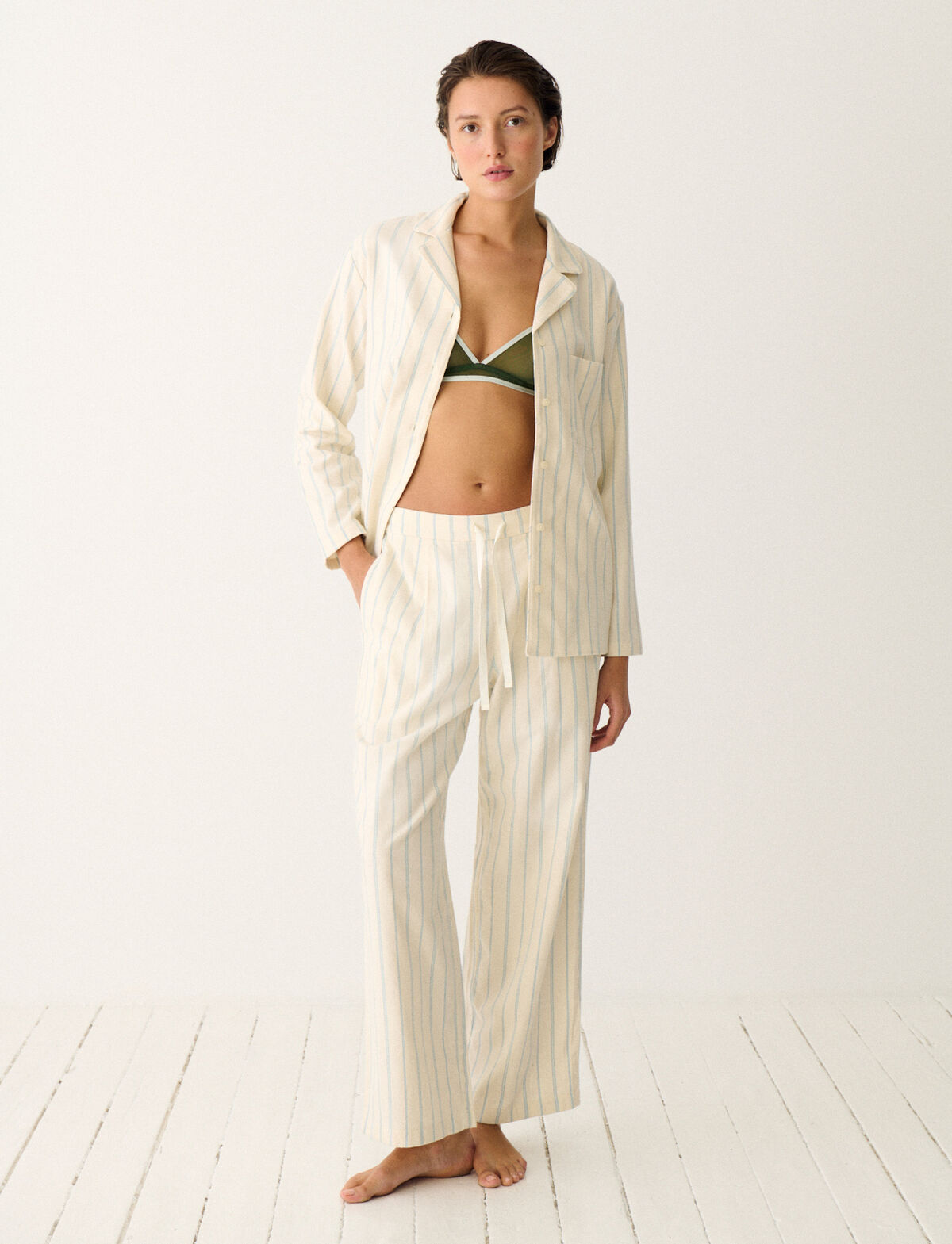 Set de pyjama DREAM FLANELLE - Stripes creme/blue - 1