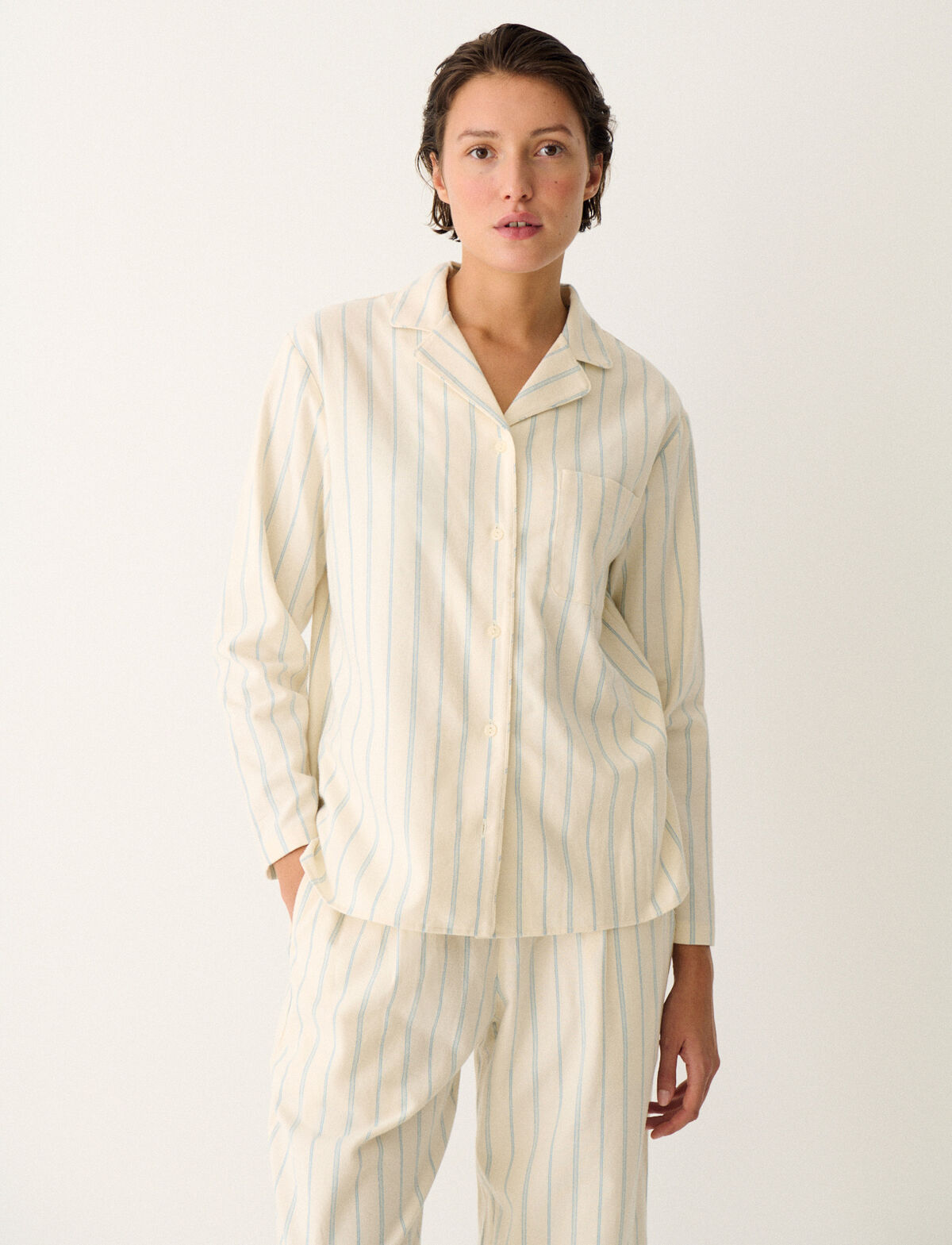 Set de pyjama DREAM FLANELLE - Stripes creme/blue - 2
