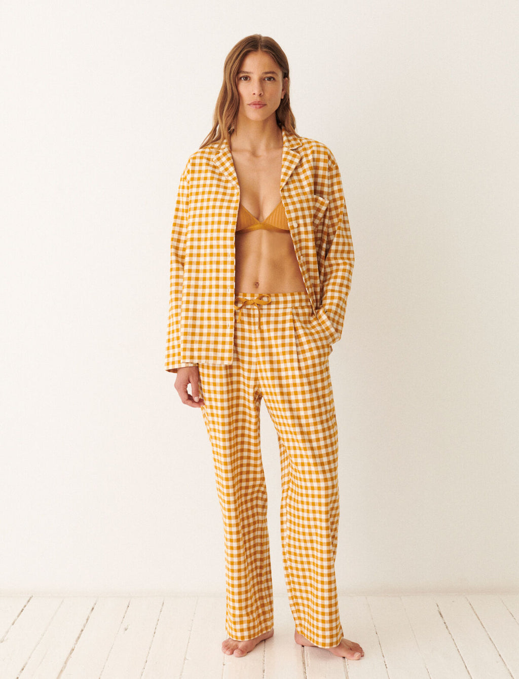 Set de pyjama DREAM FLANELLE - mini vichy jaune ocre - 1
