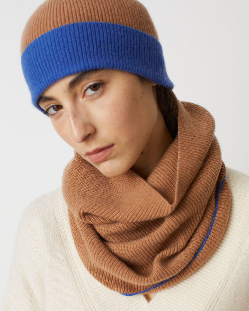 Snood en cachemire - M346 BROWN ST BLUE - 1