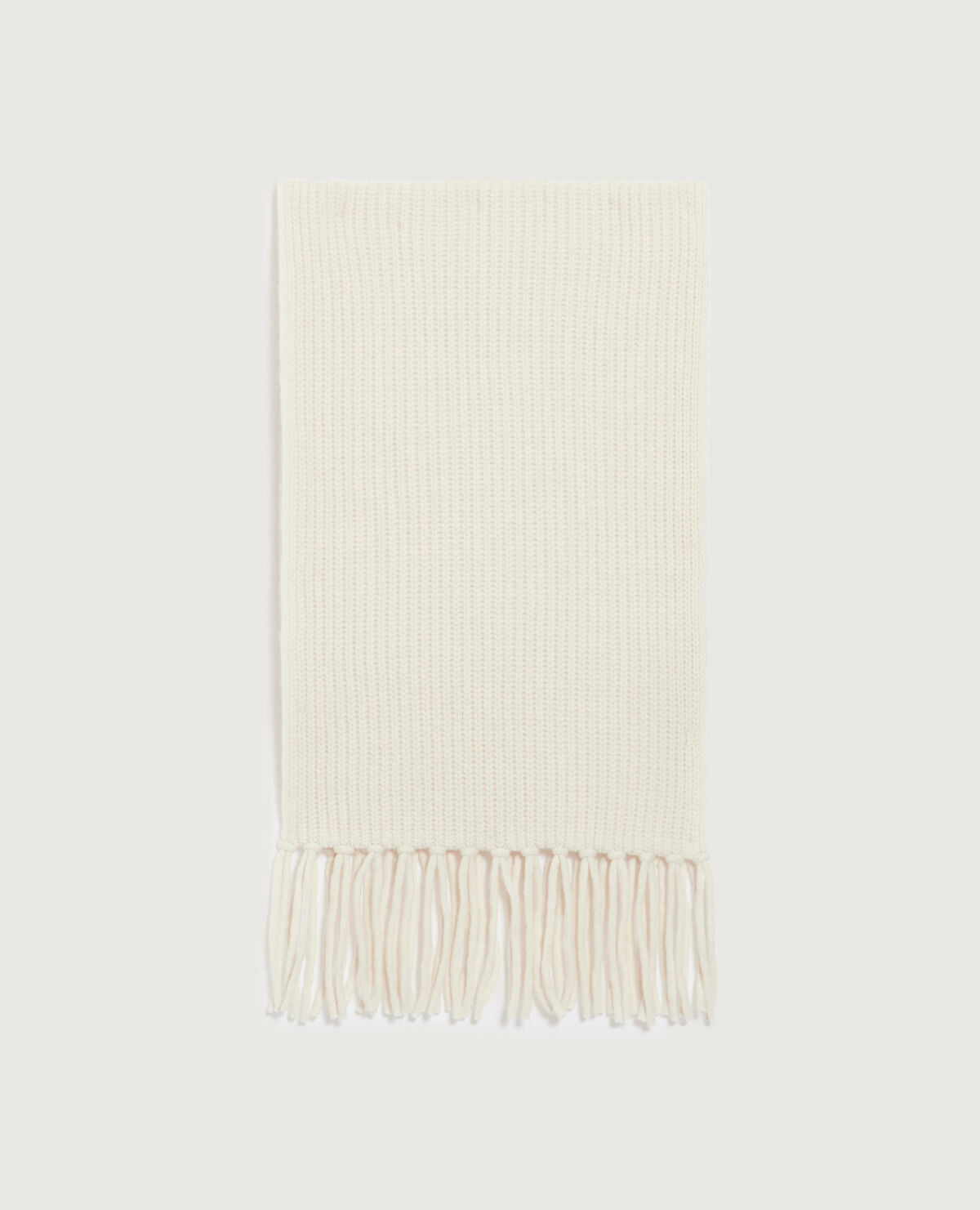 Écharpe à franges en laine - K300 ECRU BEIGE - 1