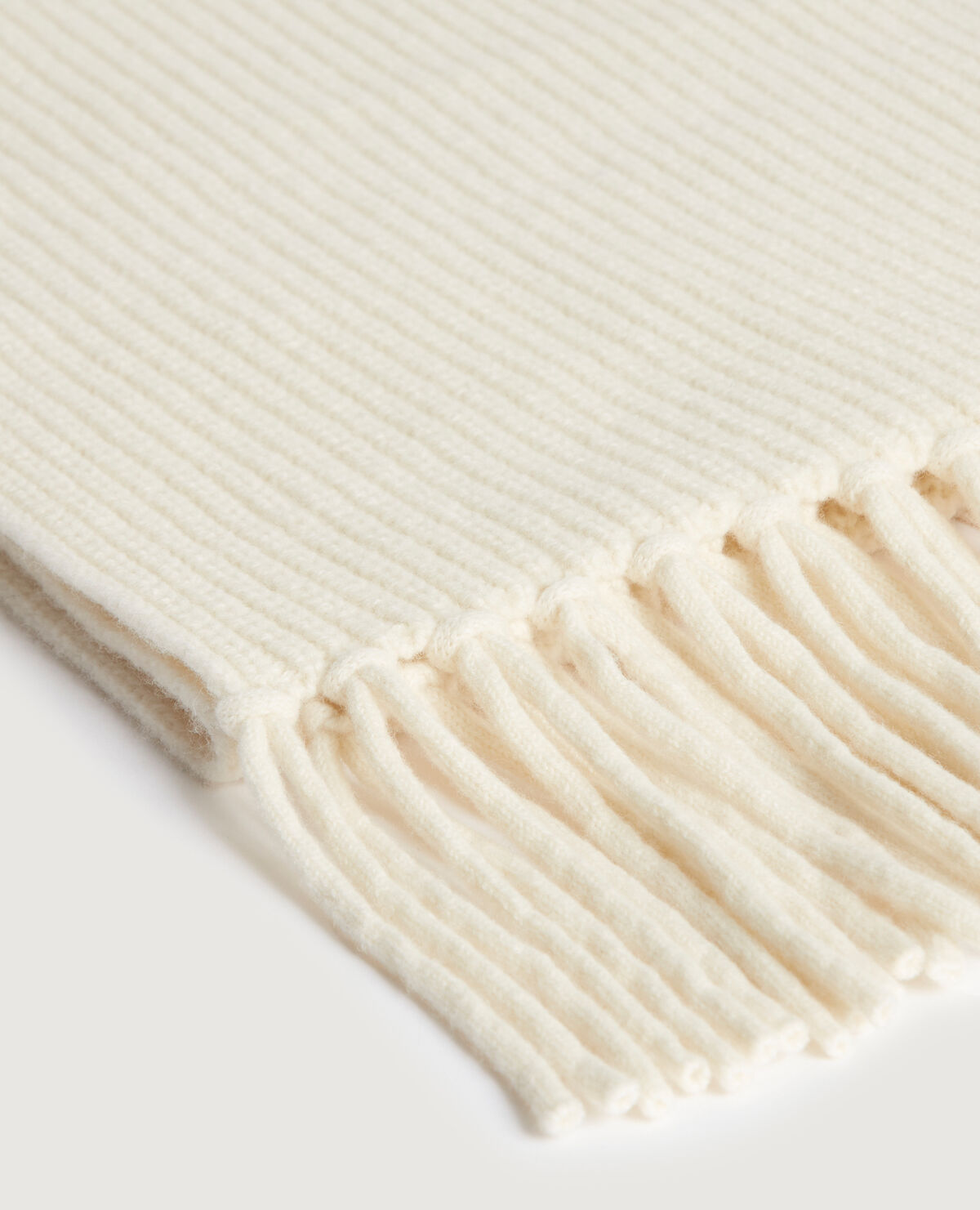 Écharpe à franges en laine - K300 ECRU BEIGE - 2