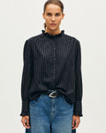 Chemise à col volanté - K693 FLANNEL ST NAVY - 1
