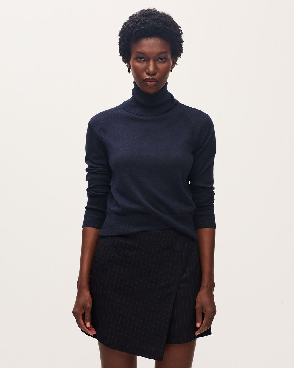 Jupe courte en laine - K690 ST NAVY - 1