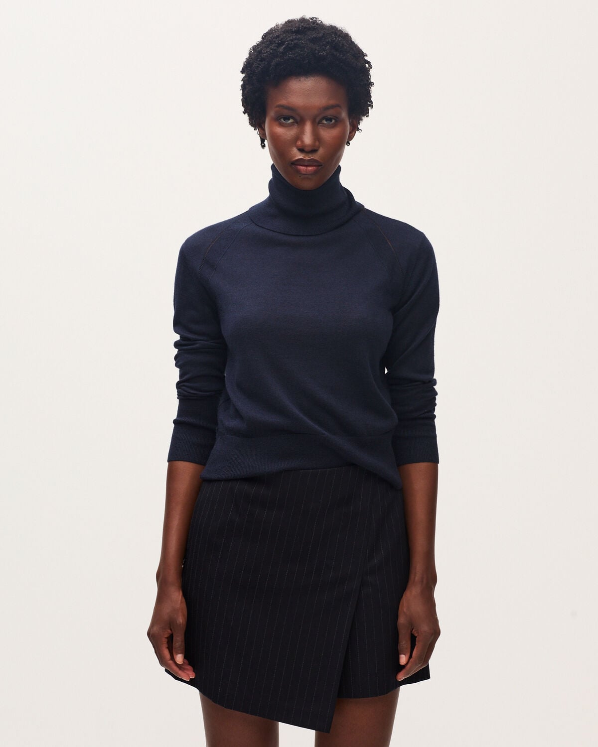 Jupe courte en laine - K690 ST NAVY - 1