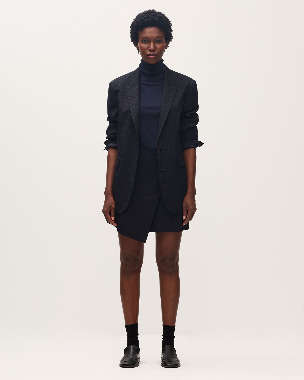 Jupe courte en laine - K690 ST NAVY - 2