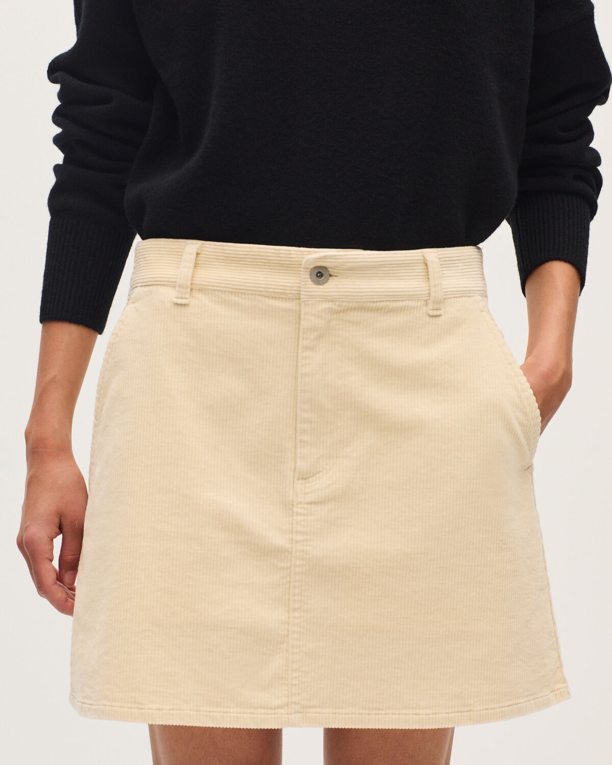 Jupe courte en velours côtelé - U010 OFF WHITE - 2