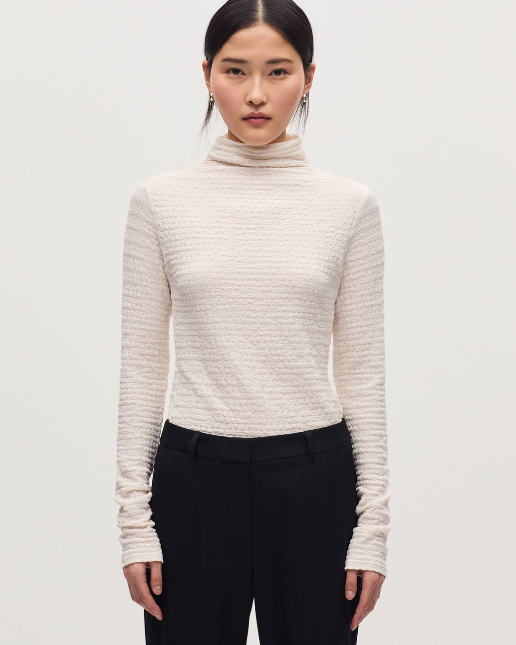 Top col montant texturé - K000 WHITE - 1