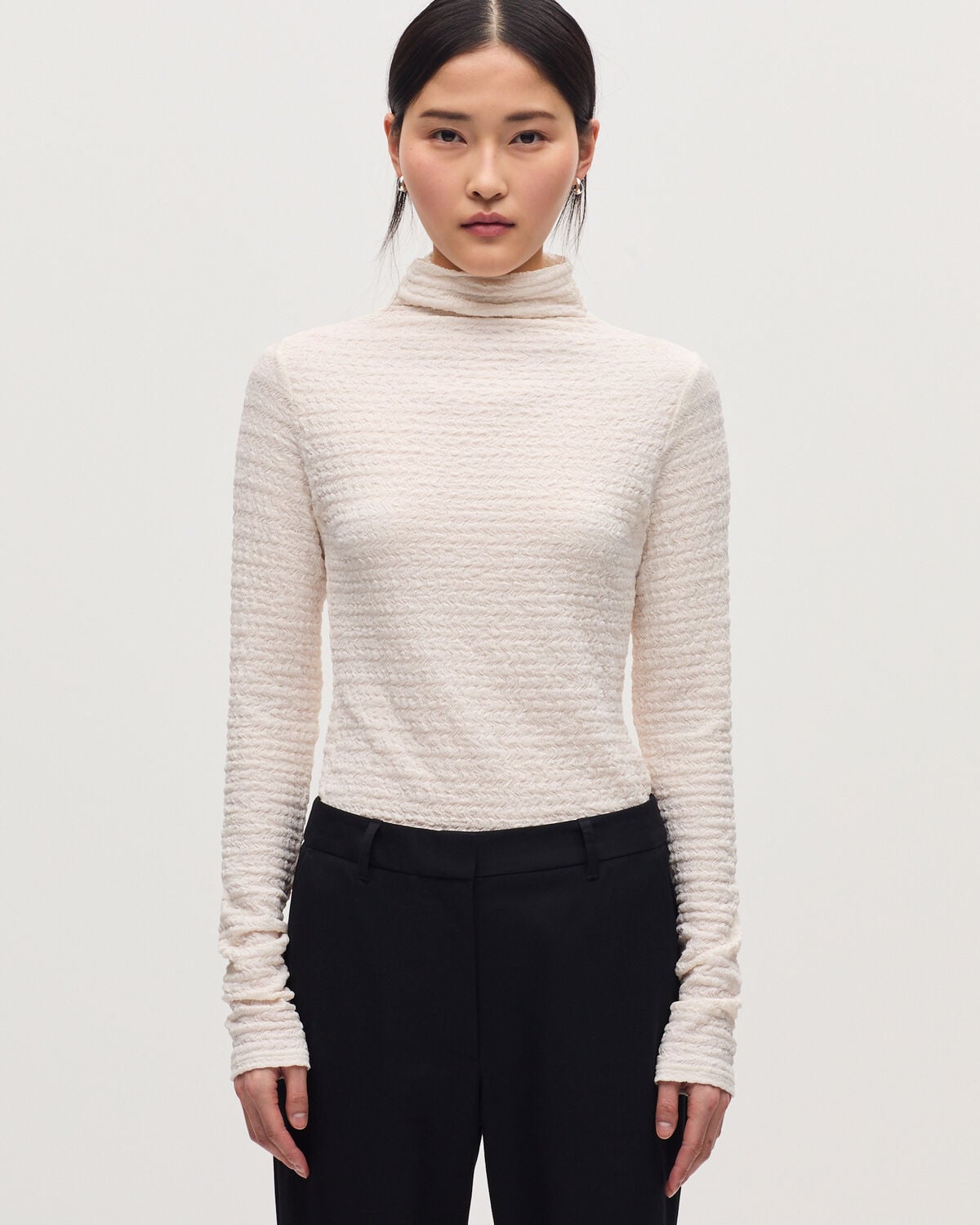 Top col montant texturé - K000 WHITE - 1