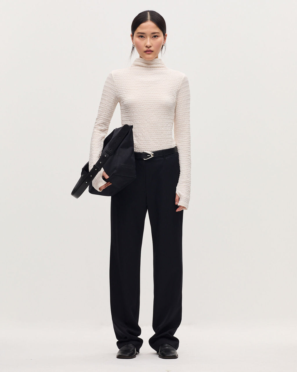 Top col montant texturé - K000 WHITE - 2