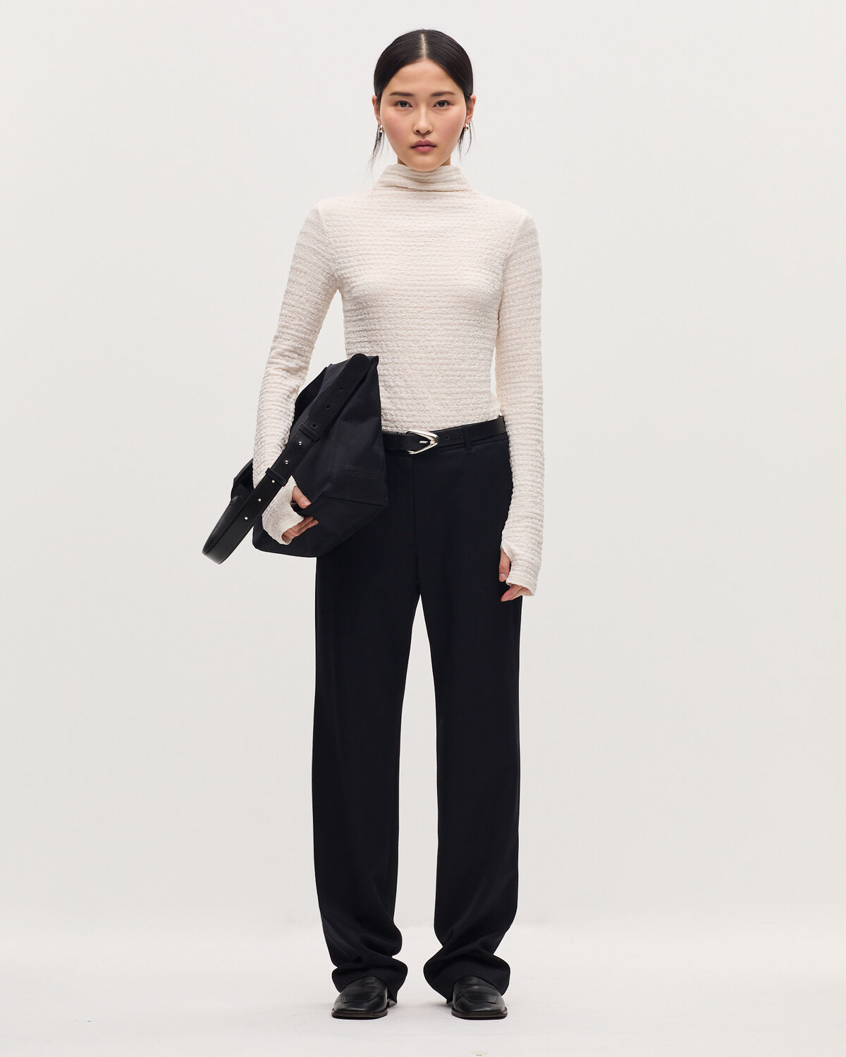 Top col montant texturé - K000 WHITE - 2