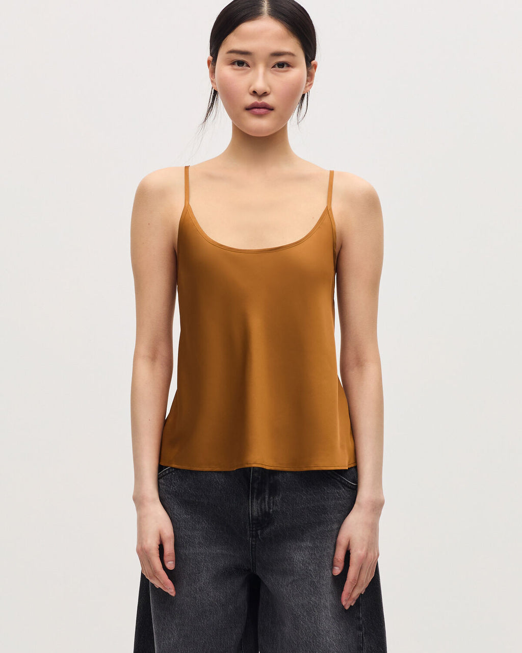 Top satiné à fines bretelles - K340 BONE BROWN - 1
