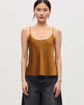 Top satiné à fines bretelles - K340 BONE BROWN - 1