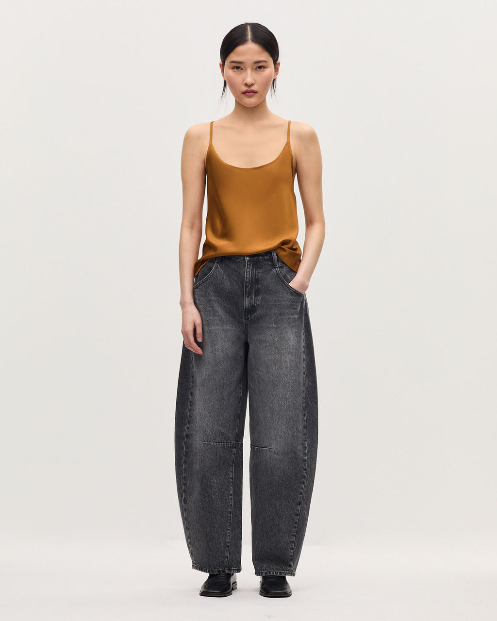 Top satiné à fines bretelles - K340 BONE BROWN - 2