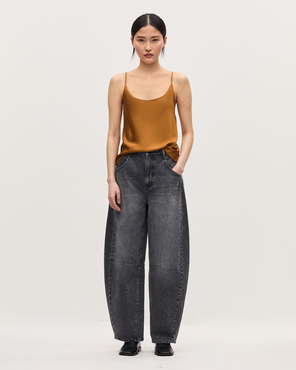 Top satiné à fines bretelles - K340 BONE BROWN - 2