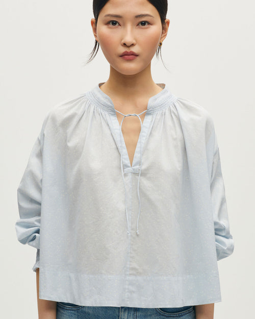 Blouse imprimée en coton - L600 TRIANGLE PALE BLUE - 1
