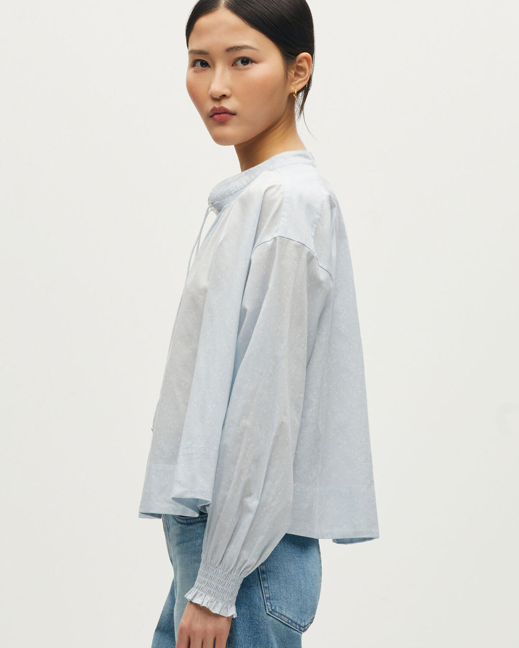 Blouse imprimée en coton - L600 TRIANGLE PALE BLUE - 2