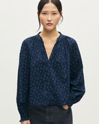 Blouse imprimée en coton - L692 TRIANGLE NAVY - 1