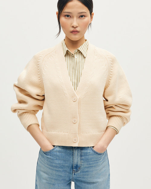Cardigan en coton - J300 NATURAL - 1