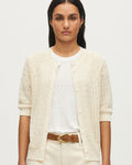 Cardigan manches courtes en lin - L010 ANTIQUE WHITE - 1