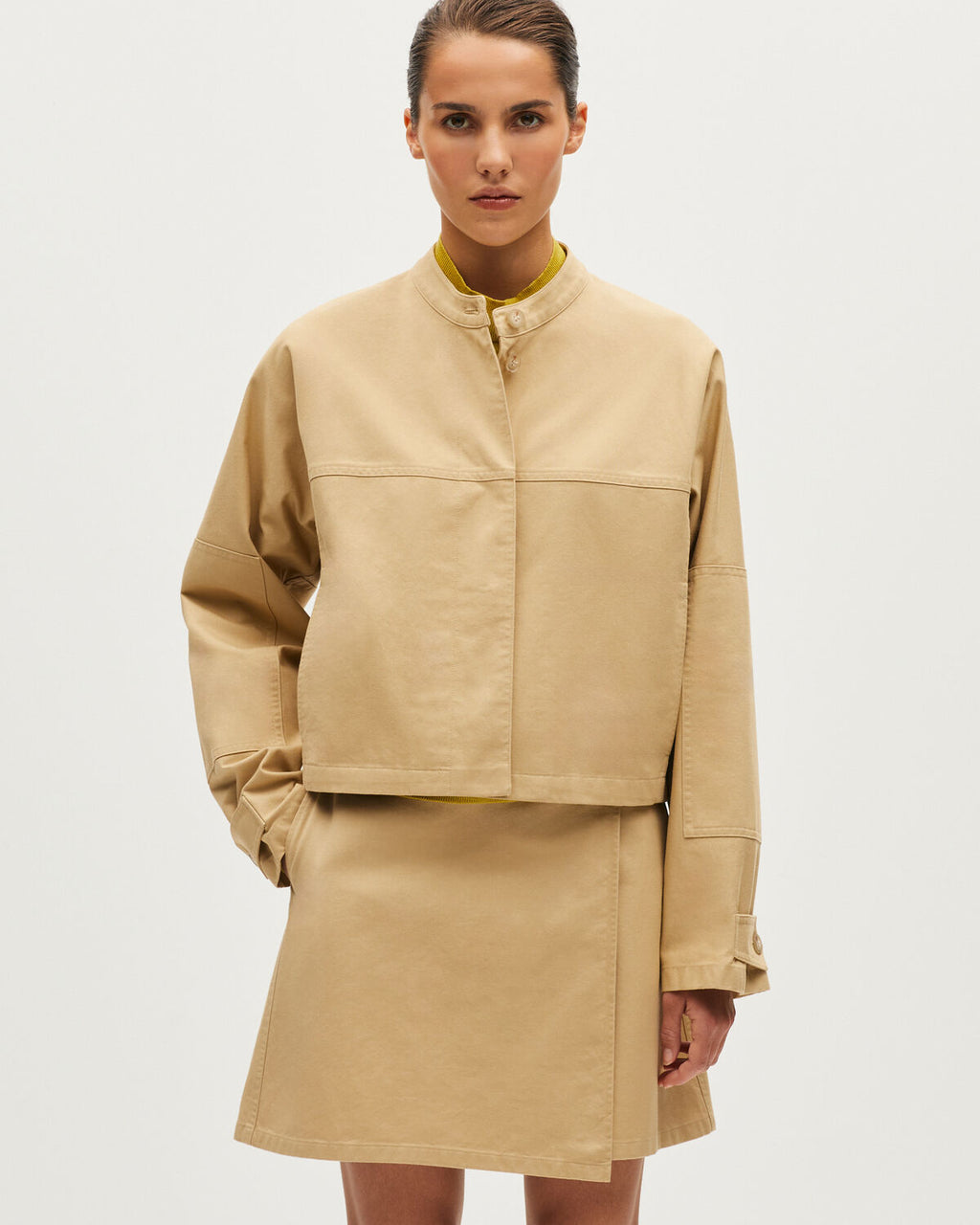Veste courte en coton - L320 BEIGE SAND - 1