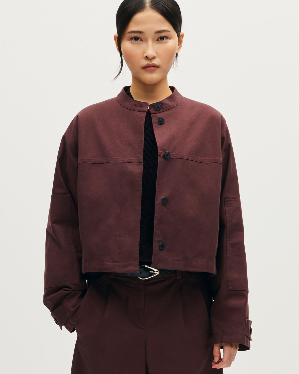 Veste courte en coton - L380 FUDGE DARK BROWN - 1