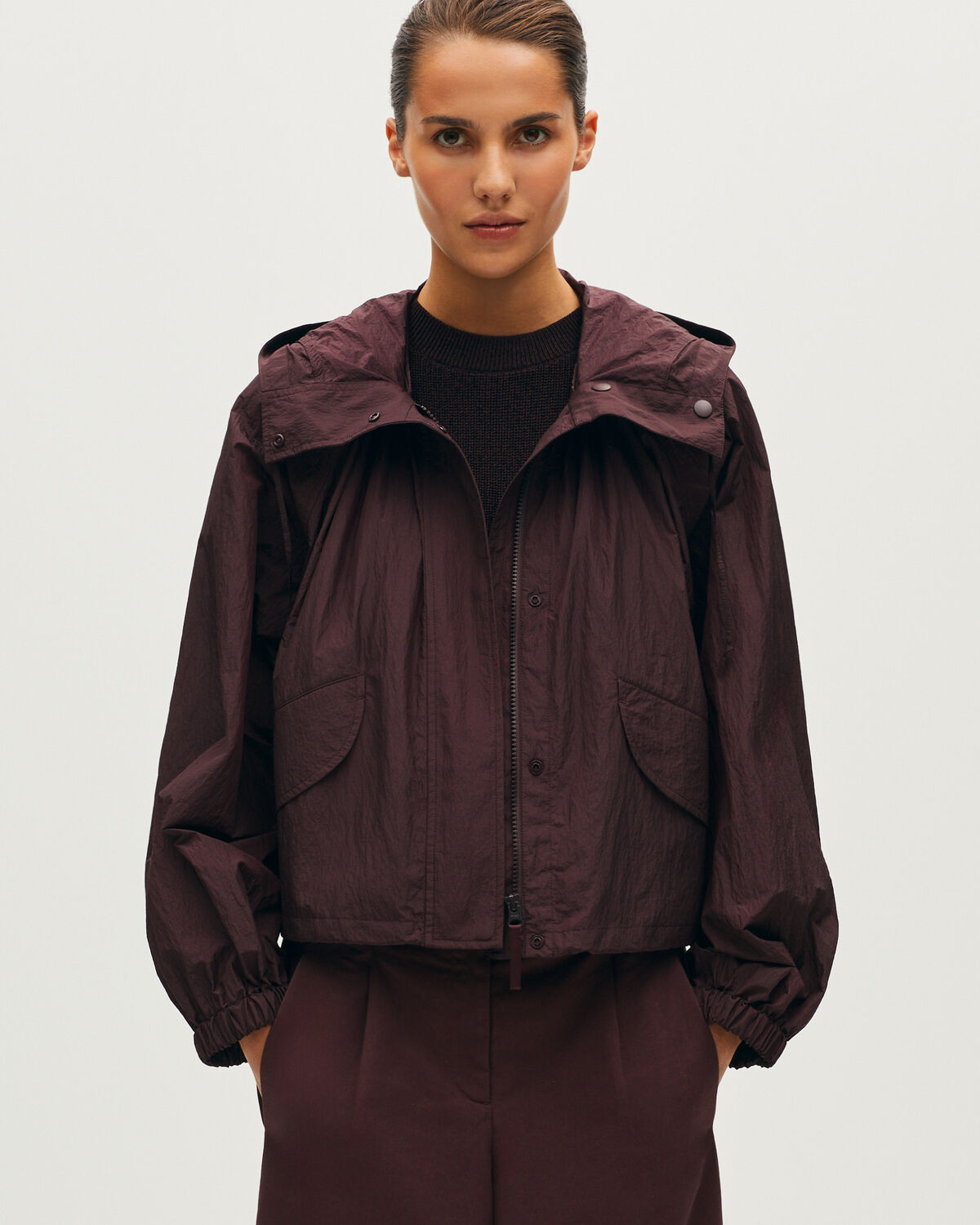Parka courte ultra-légère en nylon déperlant - L380 FUDGE DARK BROWN - 1