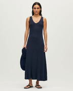 Robe longue en maille côtelée - L682 BLUE BLACK - 1