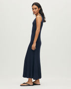 Robe longue en maille côtelée - L682 BLUE BLACK - 2