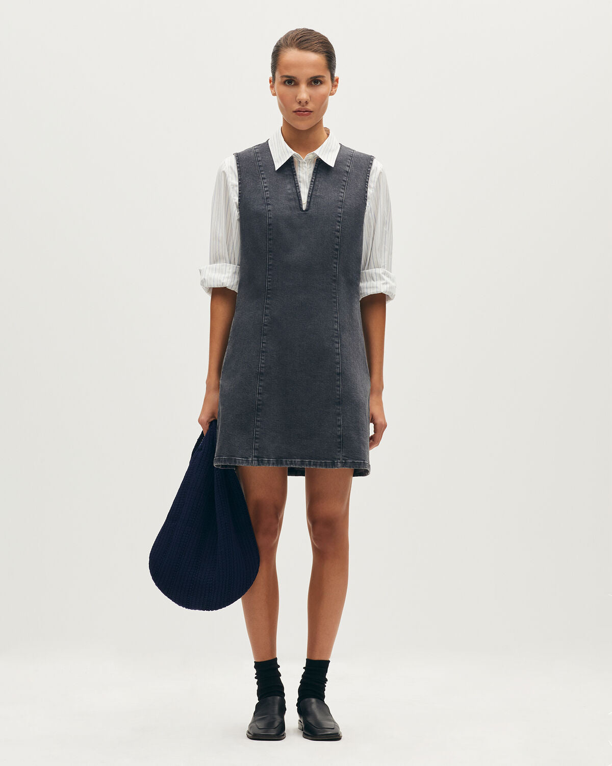 Robe courte en denim - K081 DARK GRAY - 2