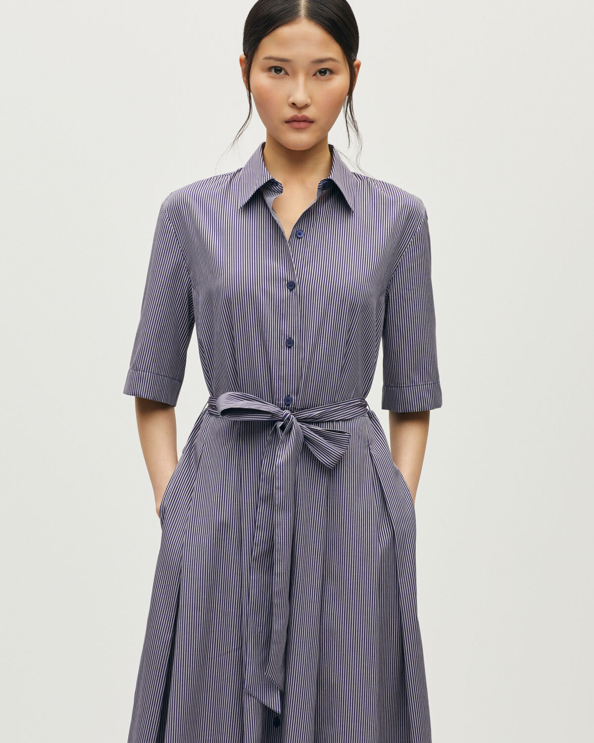 Robe chemise longue à rayures - L670 ST BLUE WHITE - 1