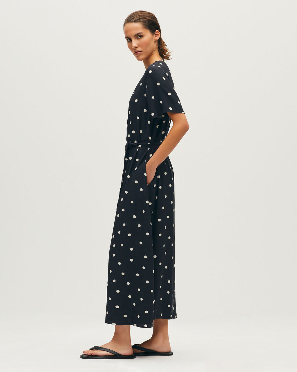 Robe longue fluide à pois - L093 NEW DOTS BLACK - 2