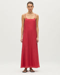 Robe à fines bretelles en voile plissé - L125 RASPBERRY PINK - 1