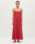 Robe à fines bretelles en voile plissé - L125 RASPBERRY PINK - 1
