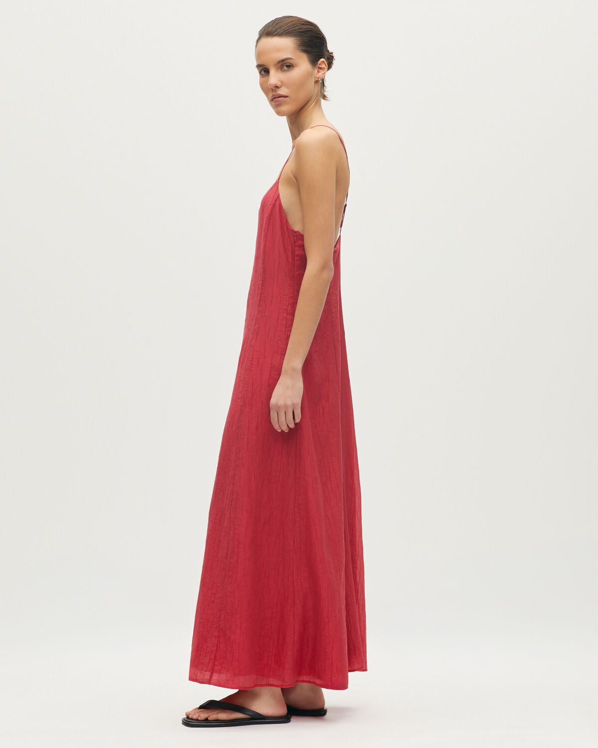 Robe à fines bretelles en voile plissé - L125 RASPBERRY PINK - 2