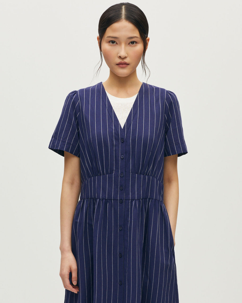 Robe longue manches courtes - L684 ST BLUE WHITE - 2
