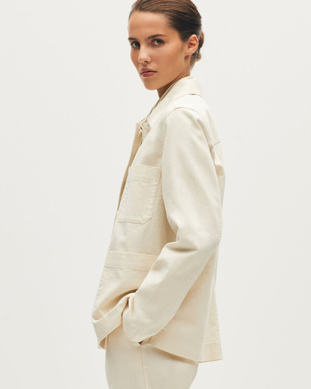 Veste workwear en lin et coton - H303 WHITE SWAN - 1