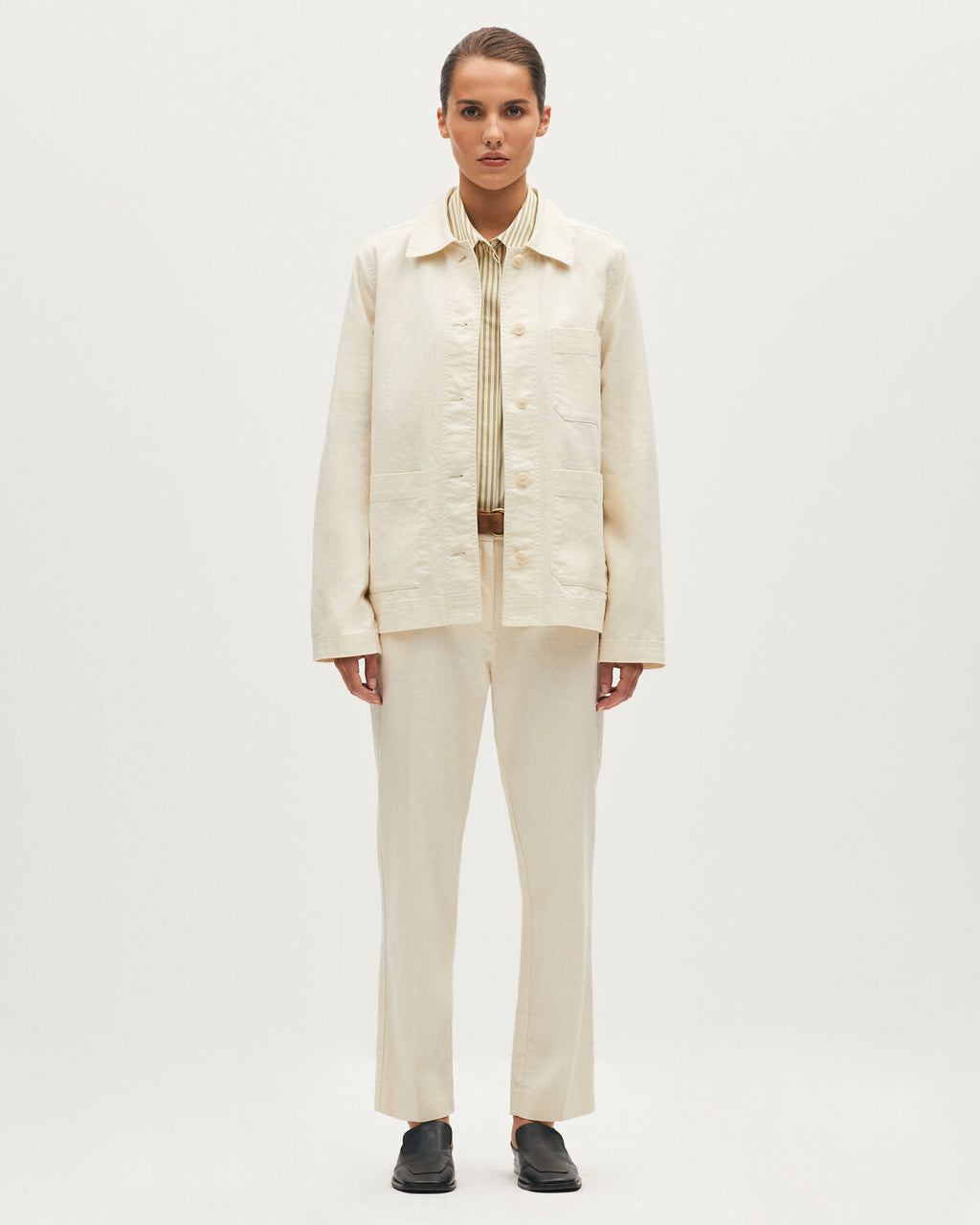 Veste workwear en lin et coton - H303 WHITE SWAN - 2